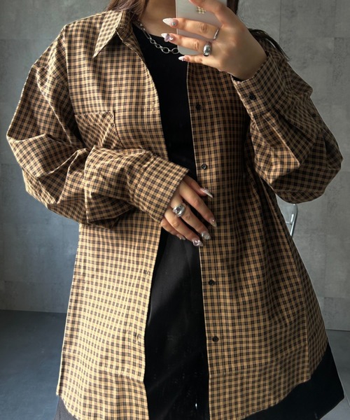CREARE -LINO-(クレアーレリノ)の「〈ユニセックス商品〉ベーシック長袖チェックシャツ(シャツ/ブラウス・メンズ・キャメル/ブラック系その他・L/M)」の11枚目の写真