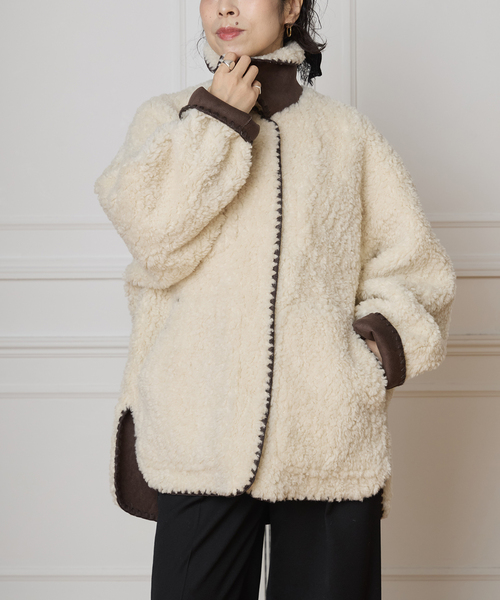 IENA LA BOUCLE（イエナラブークル）の「IENA LA BOUCLE リバーシブルファーリーボンディングブルゾン（その他アウター・レディース・アイボリー・FREE）」の8枚目の写真