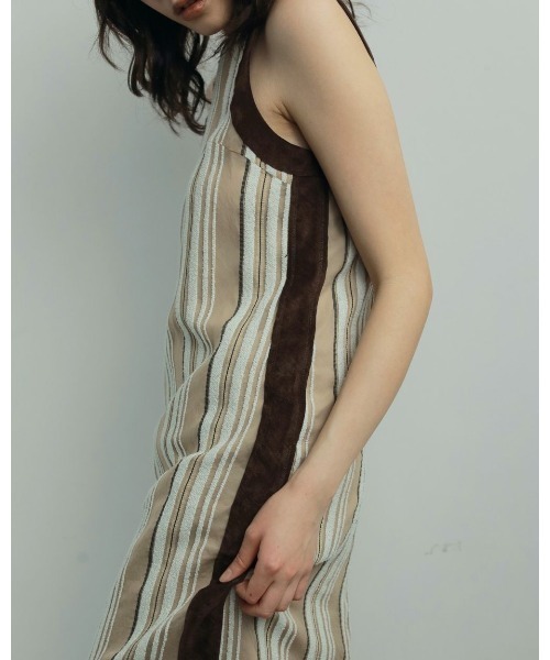 anuke(アンヌーク)の「Sheer Stripe Onepiece(ワンピース・レディース・ブラウン/ベージュ・36inch/38inch)」の5枚目の写真