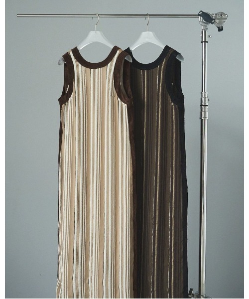 anuke(アンヌーク)の「Sheer Stripe Onepiece(ワンピース・レディース・ブラウン/ベージュ・36inch/38inch)」の15枚目の写真
