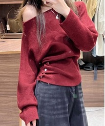 ボートネックイレギュラーニット