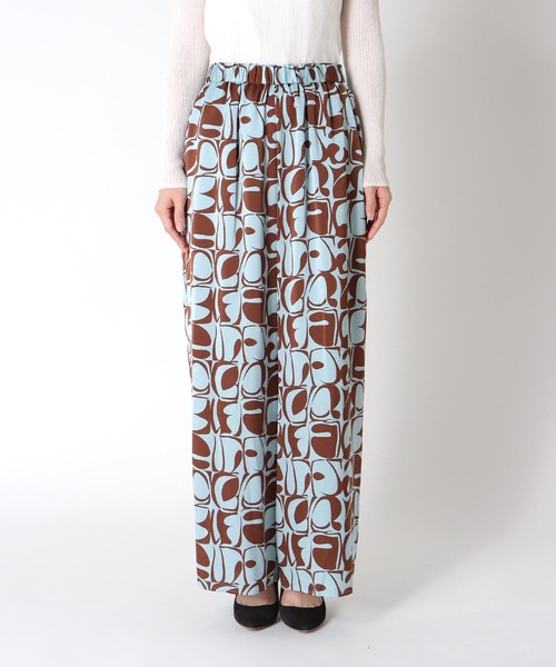 Jines(ジネス)の「アートプリントサテンワイドパンツ(その他パンツ・レディース・オフホワイト/ブルー・38)」の3枚目の写真