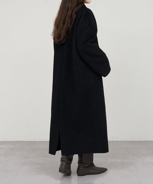 新品 ニナリッチ アンゴラ混 ロングコート 尾州ウール ビッグカラー 黒 L アンゴラウール コンバーチブルロングコート（01-15WE06-203）｜K.T