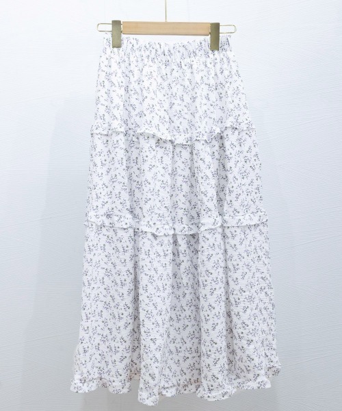 Miniministore(ミニミニストア)の「フリルティアード 小花柄 ロングスカート(スカート・レディース・ネイビー/ホワイト・L/S/XL/M)」の16枚目の写真