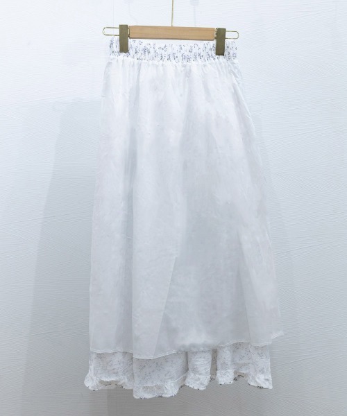 Miniministore(ミニミニストア)の「フリルティアード 小花柄 ロングスカート(スカート・レディース・ネイビー/ホワイト・L/S/XL/M)」の18枚目の写真