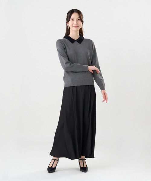 TOKYO SHIRTS（トウキョウシャツ）の「ニット 配色襟付 プルオーバー（ニット/セーター・レディース・ネイビー/チャコール・M/L）」の5枚目の写真