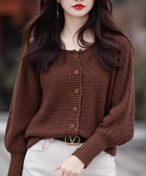 セール】柄編み模様ニットカーディガン（カーディガン/ボレロ