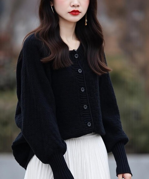 セール】柄編み模様ニットカーディガン（カーディガン/ボレロ