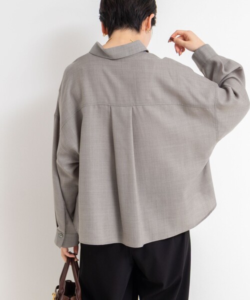 NOLLEY’S Sophi（ノーリーズソフィ）の「ウォッシャブルウール混ビエラショートシャツ（シャツ/ブラウス・レディース・ネイビー/ライトグレー・38）」の8枚目の写真