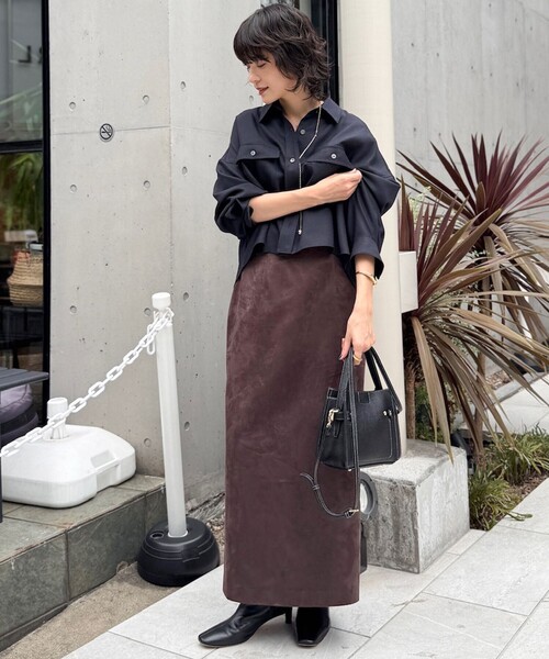 NOLLEY’S Sophi（ノーリーズソフィ）の「ウォッシャブルウール混ビエラショートシャツ（シャツ/ブラウス・レディース・ネイビー/ライトグレー・38）」の15枚目の写真