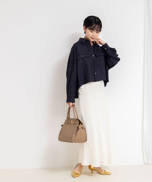 NOLLEY’S Sophi（ノーリーズソフィ）の「ウォッシャブルウール混ビエラショートシャツ（シャツ/ブラウス・レディース・ネイビー/ライトグレー・38）」の18枚目の写真