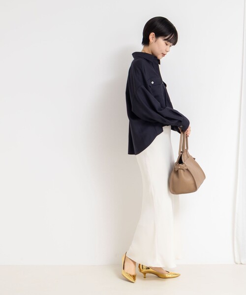 NOLLEY’S Sophi（ノーリーズソフィ）の「ウォッシャブルウール混ビエラショートシャツ（シャツ/ブラウス・レディース・ネイビー/ライトグレー・38）」の19枚目の写真