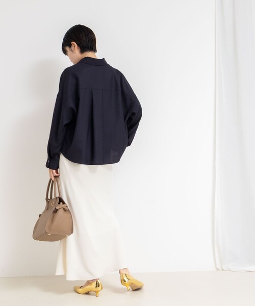 NOLLEY’S Sophi（ノーリーズソフィ）の「ウォッシャブルウール混ビエラショートシャツ（シャツ/ブラウス・レディース・ネイビー/ライトグレー・38）」の20枚目の写真