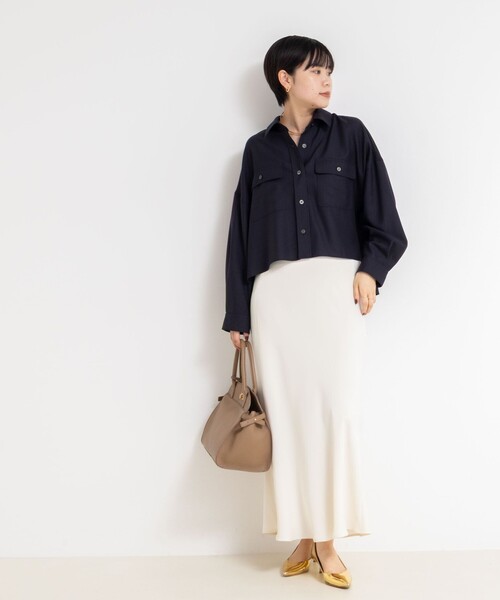 NOLLEY’S Sophi（ノーリーズソフィ）の「ウォッシャブルウール混ビエラショートシャツ（シャツ/ブラウス・レディース・ネイビー/ライトグレー・38）」の22枚目の写真