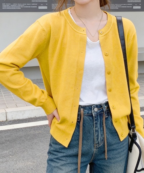 Miniministore(ミニミニストア)の「クルーネックニットカーディガン シンプル(カーディガン/ボレロ・レディース・ブラック/グレー/ブルー/ライトイエロー/フューシャピンク/クリーム/ブラウン/ホワイト/キャメル/ワインレッド/ピンク/ミント/マスタード/オレンジ/ベージュ/ネイビー/イエロー系2/イエロー系1・FREE)」の13枚目の写真