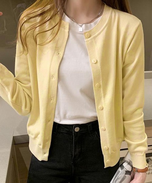 Miniministore(ミニミニストア)の「クルーネックニットカーディガン シンプル(カーディガン/ボレロ・レディース・ブラック/グレー/ブルー/ライトイエロー/フューシャピンク/クリーム/ブラウン/ホワイト/キャメル/ワインレッド/ピンク/ミント/マスタード/オレンジ/ベージュ/ネイビー/イエロー系2/イエロー系1・FREE)」の11枚目の写真