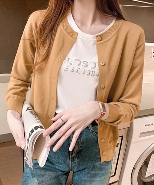 Miniministore(ミニミニストア)の「クルーネックニットカーディガン シンプル(カーディガン/ボレロ・レディース・ブラック/グレー/ブルー/ライトイエロー/フューシャピンク/クリーム/ブラウン/ホワイト/キャメル/ワインレッド/ピンク/ミント/マスタード/オレンジ/ベージュ/ネイビー/イエロー系2/イエロー系1・FREE)」の12枚目の写真
