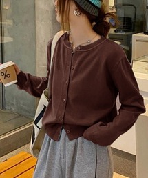 クルーネックニットカーディガン シンプル