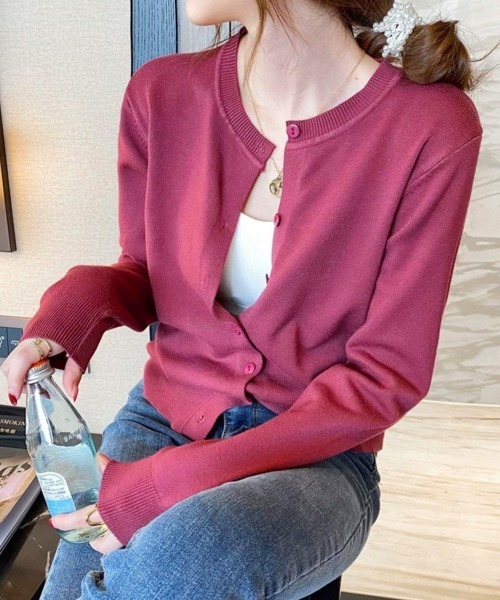 Miniministore(ミニミニストア)の「クルーネックニットカーディガン シンプル(カーディガン/ボレロ・レディース・ブラック/グレー/ブルー/ライトイエロー/フューシャピンク/クリーム/ブラウン/ホワイト/キャメル/ワインレッド/ピンク/ミント/マスタード/オレンジ/ベージュ/ネイビー/イエロー系2/イエロー系1・FREE)」の16枚目の写真
