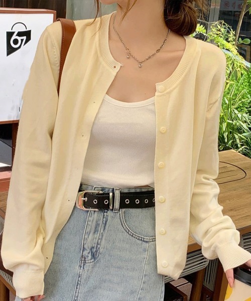 Miniministore(ミニミニストア)の「クルーネックニットカーディガン シンプル(カーディガン/ボレロ・レディース・ブラック/グレー/ブルー/ライトイエロー/フューシャピンク/クリーム/ブラウン/ホワイト/キャメル/ワインレッド/ピンク/ミント/マスタード/オレンジ/ベージュ/ネイビー/イエロー系2/イエロー系1・FREE)」の6枚目の写真