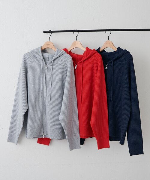 DISCOAT（ディスコート）の「【ユニセックス】Wジップニットフーディ（パーカー・レディース・グレー/レッド/ネイビー・FREE）」の5枚目の写真