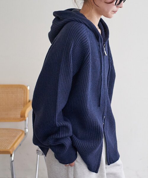 DISCOAT（ディスコート）の「【ユニセックス】Wジップニットフーディ（パーカー・レディース・グレー/レッド/ネイビー・FREE）」の8枚目の写真