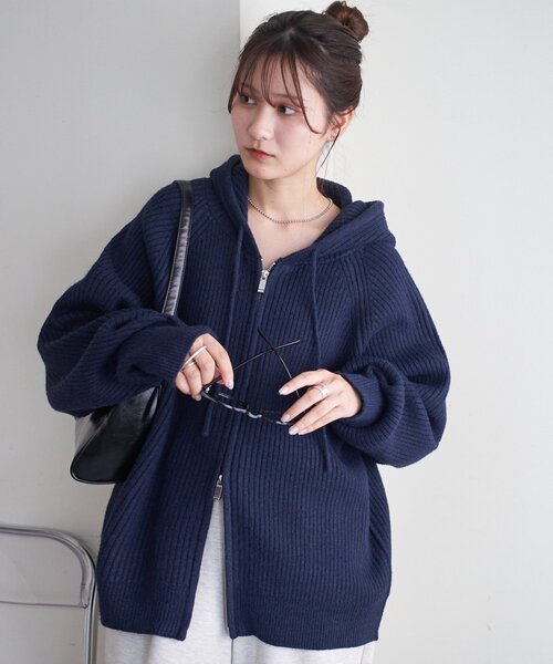 DISCOAT（ディスコート）の「【ユニセックス】Wジップニットフーディ（パーカー・レディース・グレー/レッド/ネイビー・FREE）」の10枚目の写真