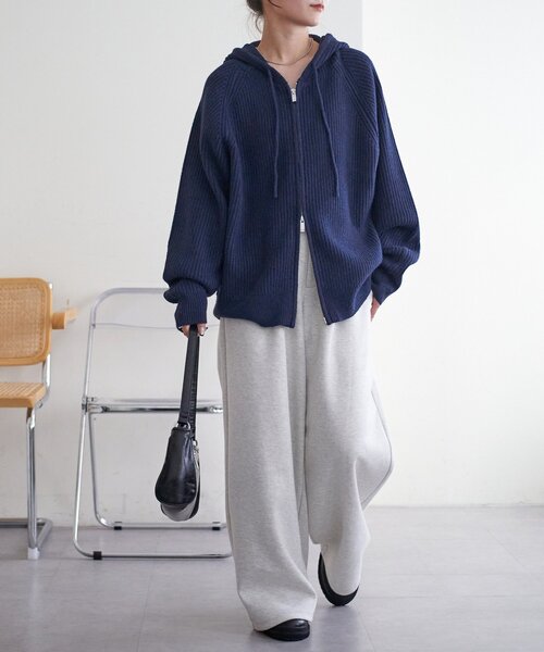 DISCOAT（ディスコート）の「【ユニセックス】Wジップニットフーディ（パーカー・レディース・グレー/レッド/ネイビー・FREE）」の12枚目の写真