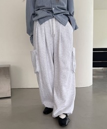 【UNISEX】カーゴ ストリング スウェット ワイド パンツ