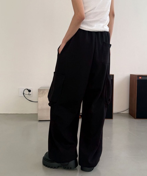 4INT.(フォイント)の「【UNISEX】カーゴ ストリング スウェット ワイド パンツ(カーゴパンツ・レディース・ライトグレー/ブラック/カーキ/グレー・FREE)」の13枚目の写真
