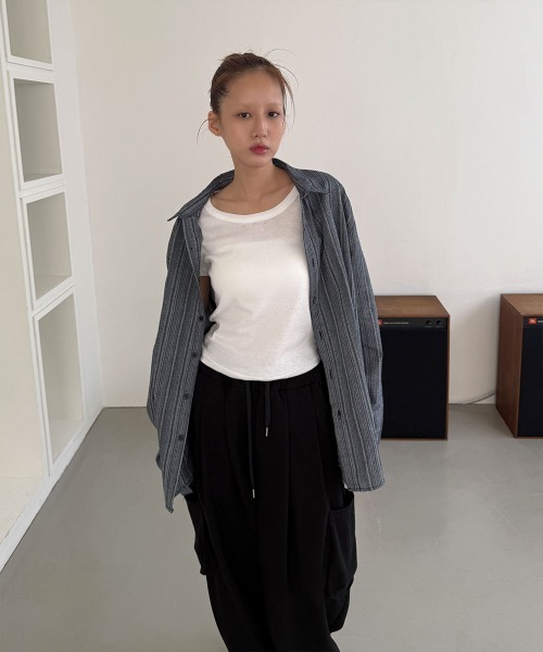 4INT.(フォイント)の「【UNISEX】カーゴ ストリング スウェット ワイド パンツ(カーゴパンツ・レディース・ライトグレー/ブラック/カーキ/グレー・FREE)」の14枚目の写真