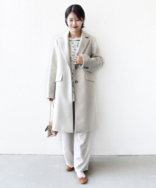 SHIPS（シップス）の「ロイヤル ジーロン チェスター コート（チェスターコート・レディース・ネイビー/ベージュ系/ブラウン系/グレー/ベージュ/ナチュラル/ライトブラウン・36/38）」の8枚目の写真