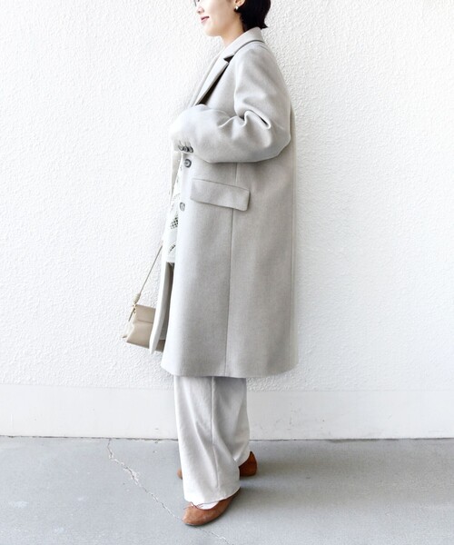 SHIPS（シップス）の「ロイヤル ジーロン チェスター コート（チェスターコート・レディース・ネイビー/ベージュ系/ブラウン系/グレー/ベージュ/ナチュラル/ライトブラウン・36/38）」の9枚目の写真