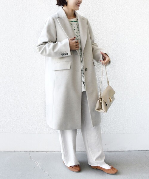 SHIPS（シップス）の「ロイヤル ジーロン チェスター コート（チェスターコート・レディース・ネイビー/ベージュ系/ブラウン系/グレー/ベージュ/ナチュラル/ライトブラウン・36/38）」の11枚目の写真