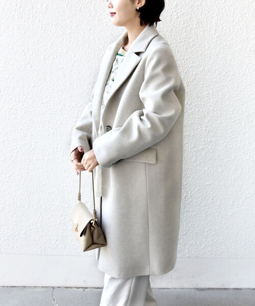 SHIPS（シップス）の「ロイヤル ジーロン チェスター コート（チェスターコート・レディース・ネイビー/ベージュ系/ブラウン系/グレー/ベージュ/ナチュラル/ライトブラウン・36/38）」の12枚目の写真