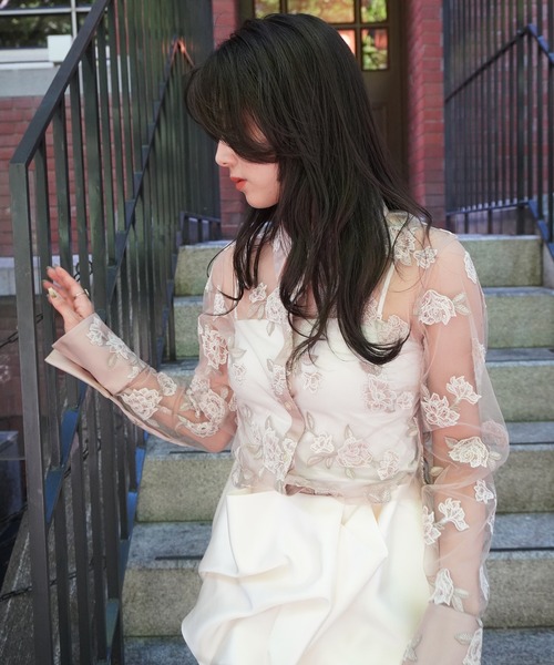 EIMY ISTOIRE（エイミーイストワール）の「チュールレースフラワーモチーフシャツ（シャツ/ブラウス・レディース・アイボリー/ピンクベージュ・F）」の13枚目の写真