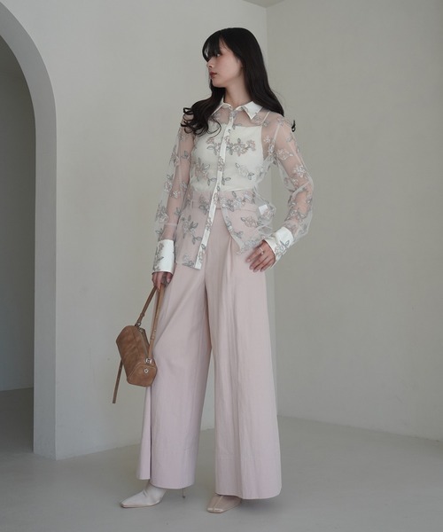 EIMY ISTOIRE（エイミーイストワール）の「チュールレースフラワーモチーフシャツ（シャツ/ブラウス・レディース・アイボリー/ピンクベージュ・F）」の21枚目の写真