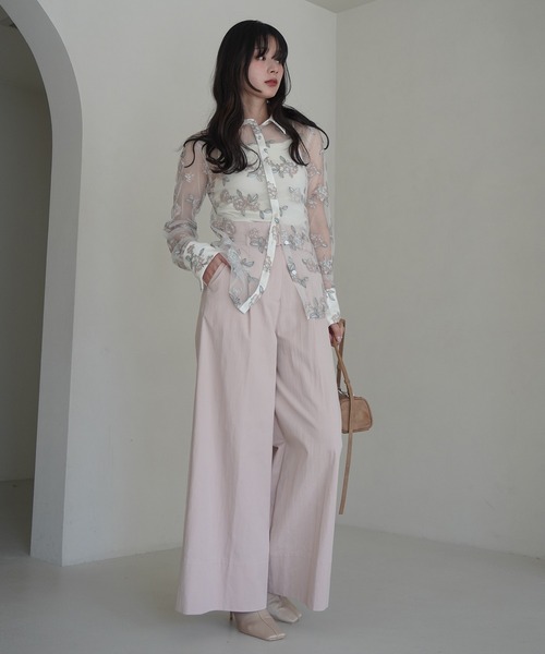 EIMY ISTOIRE（エイミーイストワール）の「チュールレースフラワーモチーフシャツ（シャツ/ブラウス・レディース・アイボリー/ピンクベージュ・F）」の20枚目の写真