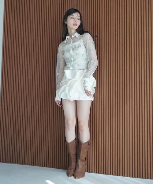 EIMY ISTOIRE（エイミーイストワール）の「チュールレースフラワーモチーフシャツ（シャツ/ブラウス・レディース・アイボリー/ピンクベージュ・F）」の17枚目の写真