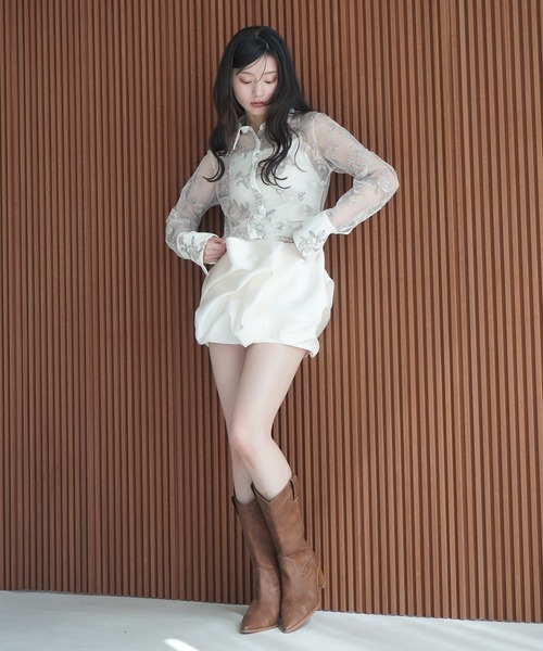 EIMY ISTOIRE（エイミーイストワール）の「チュールレースフラワーモチーフシャツ（シャツ/ブラウス・レディース・アイボリー/ピンクベージュ・F）」の16枚目の写真