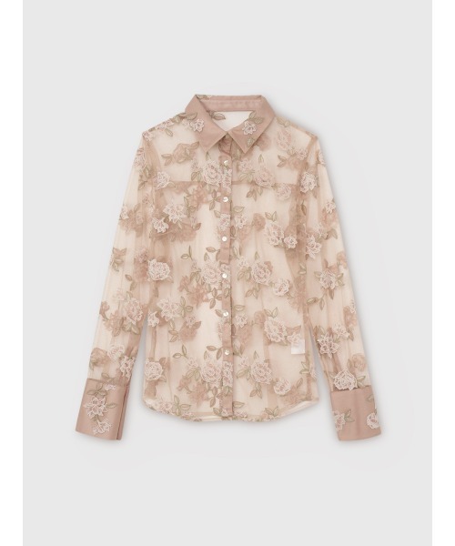 EIMY ISTOIRE（エイミーイストワール）の「チュールレースフラワーモチーフシャツ（シャツ/ブラウス・レディース・アイボリー/ピンクベージュ・F）」の9枚目の写真