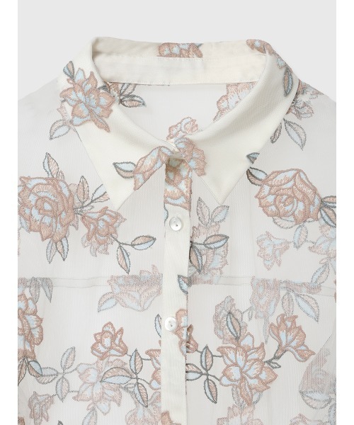 EIMY ISTOIRE（エイミーイストワール）の「チュールレースフラワーモチーフシャツ（シャツ/ブラウス・レディース・アイボリー/ピンクベージュ・F）」の6枚目の写真