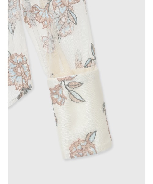 EIMY ISTOIRE（エイミーイストワール）の「チュールレースフラワーモチーフシャツ（シャツ/ブラウス・レディース・アイボリー/ピンクベージュ・F）」の5枚目の写真