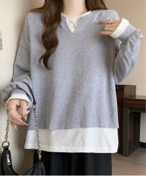 Mejoul(メジュール)の「フェイクレイヤード ビッグロンT(Tシャツ/カットソー・レディース・ブルー/グレー・M/L)」の8枚目の写真