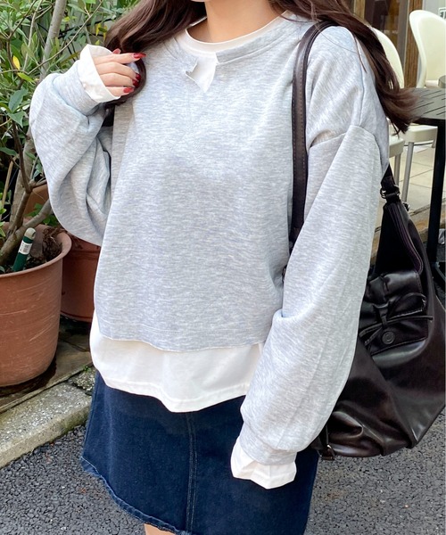 Mejoul(メジュール)の「フェイクレイヤード ビッグロンT(Tシャツ/カットソー・レディース・ブルー/グレー・M/L)」の14枚目の写真