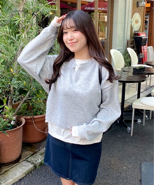 Mejoul(メジュール)の「フェイクレイヤード ビッグロンT(Tシャツ/カットソー・レディース・ブルー/グレー・M/L)」の15枚目の写真