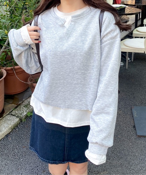 Mejoul(メジュール)の「フェイクレイヤード ビッグロンT(Tシャツ/カットソー・レディース・ブルー/グレー・M/L)」の19枚目の写真