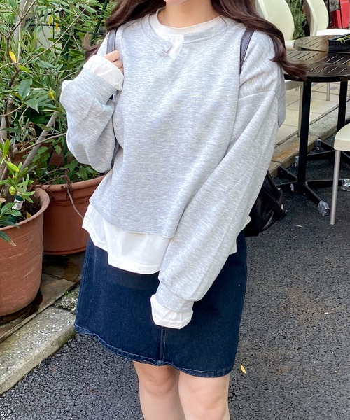Mejoul(メジュール)の「フェイクレイヤード ビッグロンT(Tシャツ/カットソー・レディース・ブルー/グレー・M/L)」の11枚目の写真