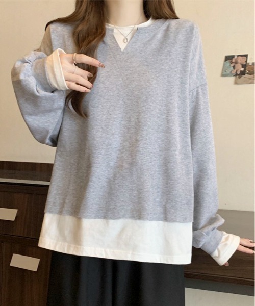 Mejoul(メジュール)の「フェイクレイヤード ビッグロンT(Tシャツ/カットソー・レディース・ブルー/グレー・M/L)」の22枚目の写真