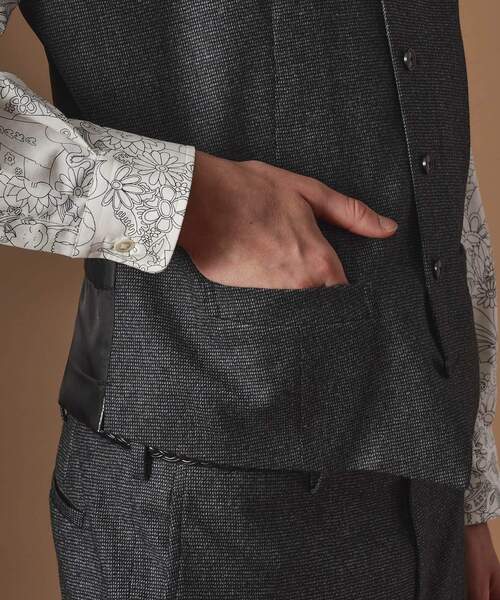 40ｃｔ＆525（フォーティーカラッツアンドゴーニーゴ）の「【Sサイズ～】ピンチェックミルドヴェスト（ベスト・メンズ・ブラック系8・04/03/02/01）」の6枚目の写真